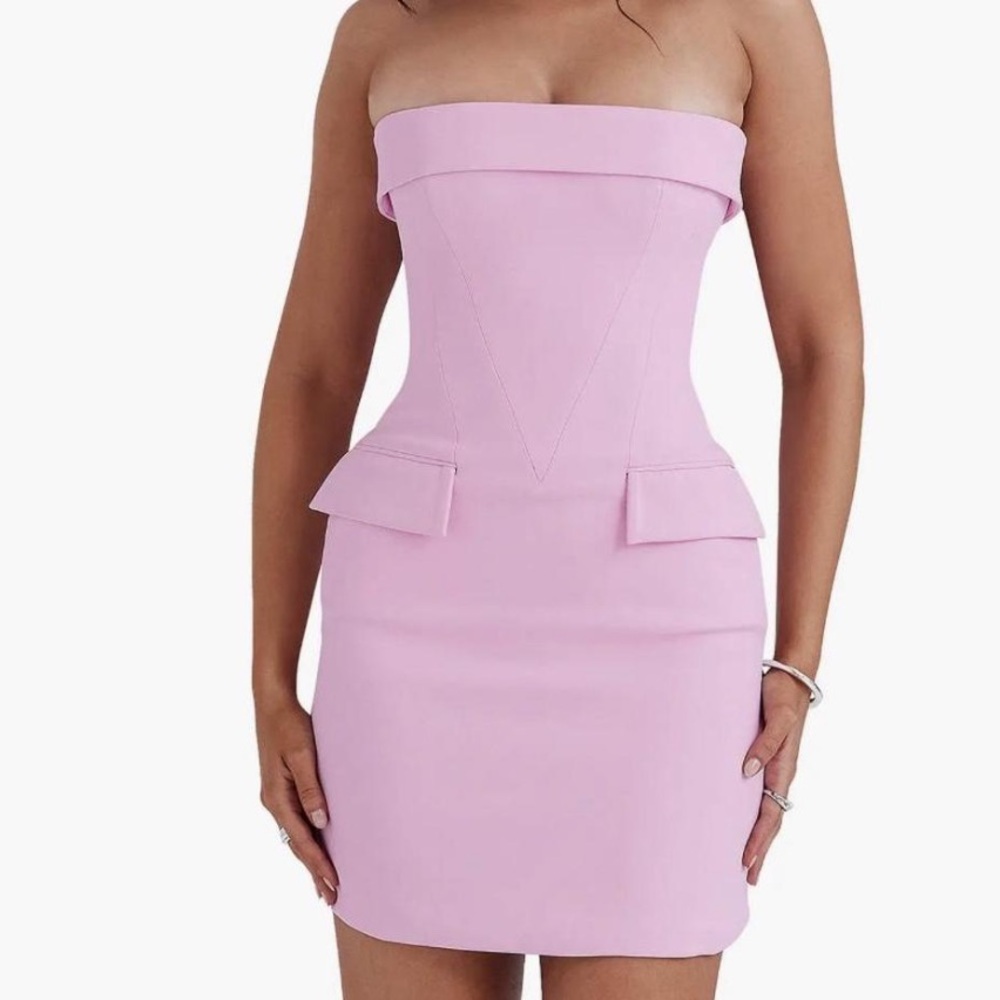 HOUSE of CB pink corset strapless  Dress